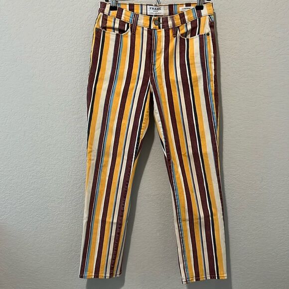 FRAME DENIM Women's Le High Straight Striped Denim Jeans, Size 27 - Picture 2 of 10